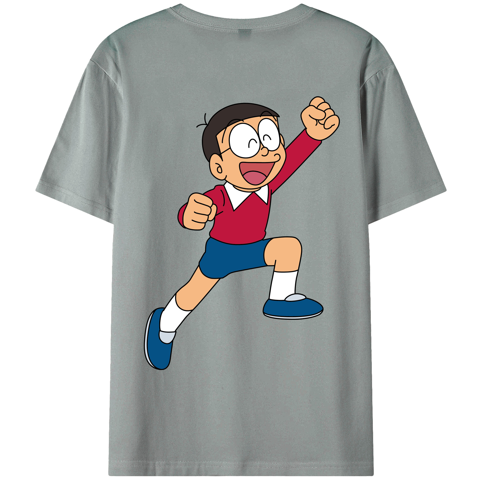 （画像用） ドラえもん 野比 のび太 Doraemon Nobita Nobi 綿100％ メンズ半袖Tシャツ（バックプリント） 通気性